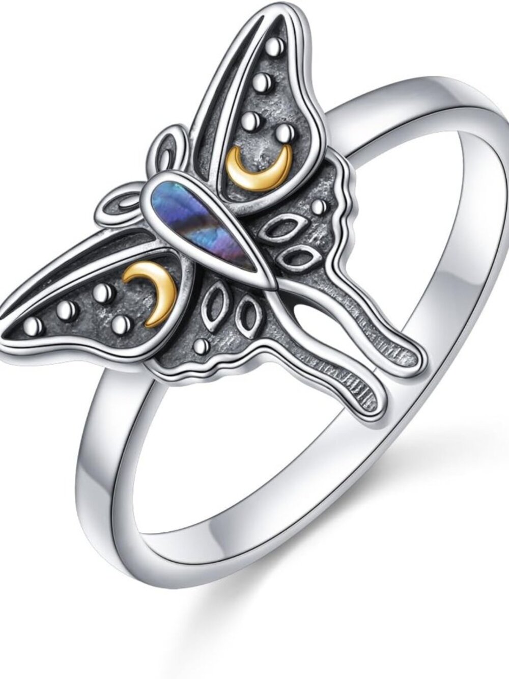 Celestial Luna Moth Ring in S925 Sterling Silver - Unique Statement Jewelry